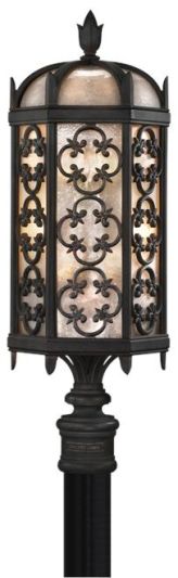 Post Light COSTA DEL SOL 3-Light Iridescent Textured Marbella Black Polished