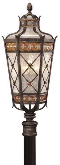 Post Light CHATEAU Outdoor 5-Light Umber Patina Gold Accents Antiqued Solid