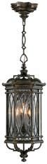 Lantern WARWICKSHIRE Large 4-Light Dark Patina Beveled Leaded Glass Wrought
