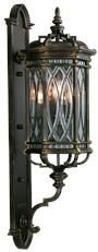 Wall Sconce WARWICKSHIRE Large 4-Light Dark Patina Metal Wrought Iron Beveled