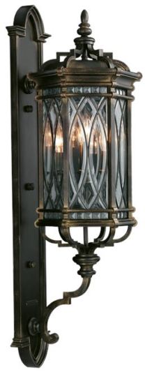 Wall Sconce WARWICKSHIRE Large 4-Light Dark Patina Metal Wrought Iron Beveled