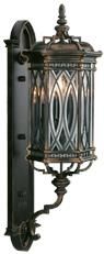 Wall Sconce WARWICKSHIRE 3-Light Medium Dark Patina Wrought Iron Beveled Leaded