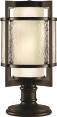 Pier Mount Light Lantern SINGAPORE MODERNE Outdoor 2-Light Clear Textured Dark