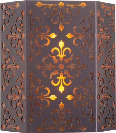 Fitzgerald Wall Sconce Exotic Moroccan Laser Cut Mica Copper Finish 2-Light