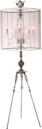 Floor Lamp ANNIKA 3-Light Cream Pewter Pearl Metal Glass Iron Handmade in the