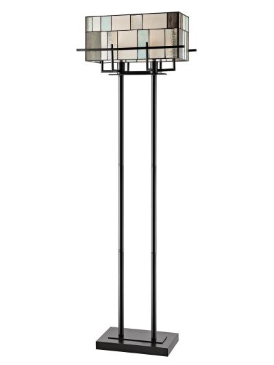 Floor Lamp DALE TIFFANY STONEGATE Rectangular Pedestal Base 2-Light Bronze