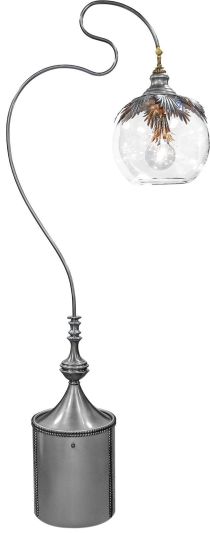 Floor Lamp HANGOVER Distressed Platinum Pewter Brass Forged Iron Glass