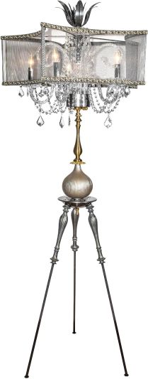 Floor Lamp ILIA 5-Arm Gray Pearl Light Pewter Champagne Smoke Brass Iron Glass