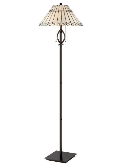 Floor Torchiere Lamp DALE TIFFANY CORDELIA Contemporary 2-Light Clear Bronze