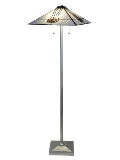 Floor Torchiere Lamp DALE TIFFANY MACK ROSE Triangular Shade 2-Light Pastel