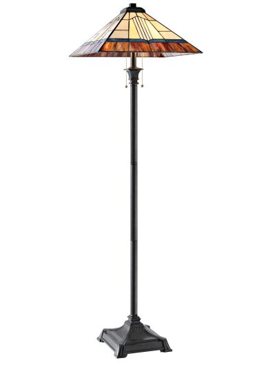 Floor Torchiere Lamp DALE TIFFANY NOVELLA 2-Light Bronze Lavender Purple Resin