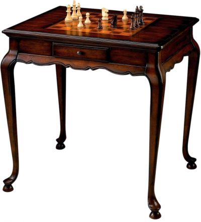Games Table Antique Brass Plantation Cherry Distressed Hammered Walnut