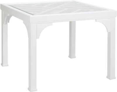 Games Table BOLTON Clear White Paint Beveled Glass Wood