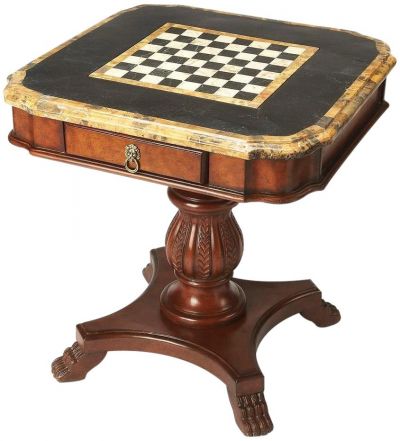 Games Table Chess/Backgammon Backgammon Chess Distressed Heritage Resin Fossil