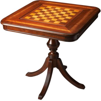 Games Table Urn Pedestal Distressed Antique Cherry Walnut Maple Rubberwood