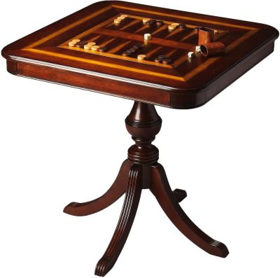 Games Table Urn Pedestal Plantation Cherry Distressed Maple Resin Rubberwood