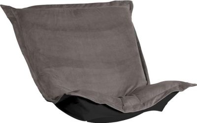 Pouf Chair Cushion HOWARD ELLIOTT BELLA Pewter Gray Foam Polyester Velvet