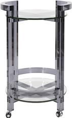 Bar Cart HOWARD ELLIOTT Clear Smoke Acrylic Tempered Glass Casters