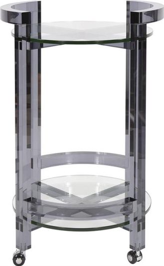 Bar Cart HOWARD ELLIOTT Clear Smoke Acrylic Tempered Glass Casters
