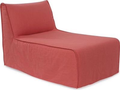 Lounge Chair HOWARD ELLIOTT LINEN SLUB Poppy Red Rayon Wood Foam Loose Hem