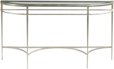 Hall Table WOODBRIDGE 19th C French Demilune Tapered Posts Shaped Stretchers