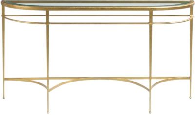 Hall Table WOODBRIDGE 19th C French Shaped Stretchers Tapered Posts Demilune