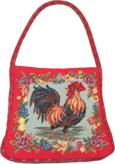 Handbag Farmhouse Country Rooster with Fruits Purse/Handle Bird 8.5x7 7x8.5