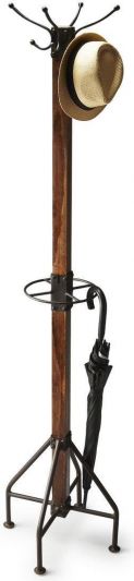 Hanger Hall Stand MOUNTAIN LODGE Distressed Black Brown Recycled Wood Iron