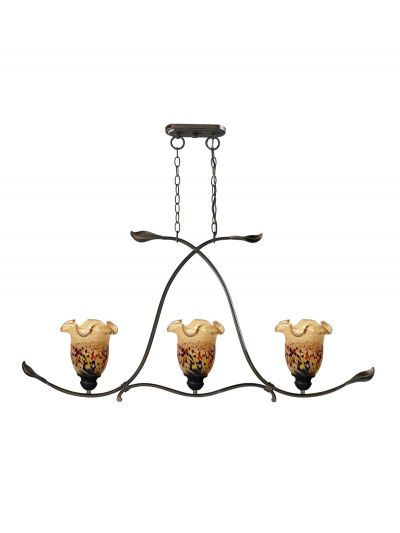 Hanging Fixture Pendant DALE TIFFANY LUSTER Uplit Shades 3-Light White Rustic