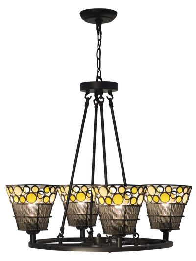 Hanging Fixture Pendant DALE TIFFANY PASQUAL Contemporary Circular Base 4-Light