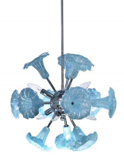 Hanging Fixture Pendant DALE TIFFANY YURI Round Base Blossom Flower 6-Light