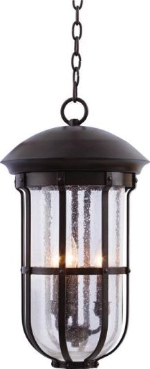 Hanging Lantern KALCO EMERSON Classic 3-Light Large Burnished Bronze Clear
