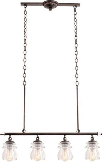 Island Pendant Light KALCO BRIERFIELD Transitional 4-Light Antique Copper Clear