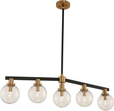 Island Pendant Light KALCO CAMEO Mid-Century Modern 5-Light Brushed Pearlized