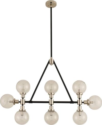 Island Pendant Light KALCO CAMEO Mid-Century Modern 8-Light Clear Glass Matte