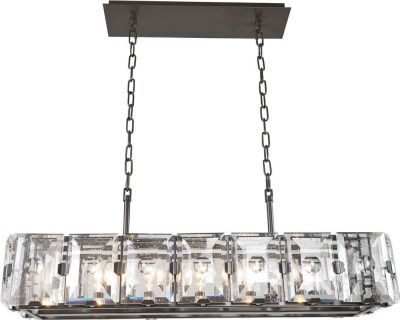 Island Pendant Light KALCO GIADA Casual Luxury 7-Light Clear Crystal Dark