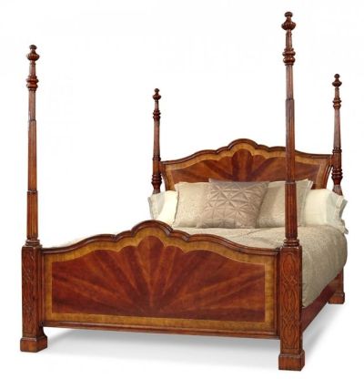 Jonathan Charles King Bed, Buckingham Mahogany Satinwood Four Poster Bed