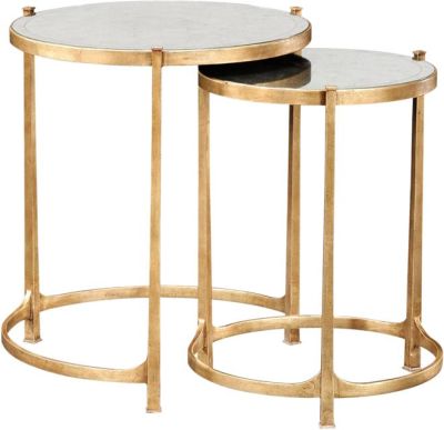 Nest of Tables JONATHAN CHARLES LUXE Contemporary Tapered Legs Round Gold