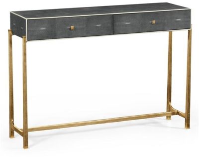 Console Table JONATHAN CHARLES LUXE Box Top Anthracite Antiqued Gilt Gold Leaf