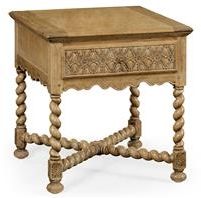 Side Table JONATHAN CHARLES NATURAL OAK Barley Twist Turned Legs Planked Top