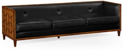 Sofa JONATHAN CHARLES COSMO Transitional Seats 3 Decorated Black Leather