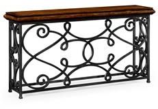 Console Table JONATHAN CHARLES ARTISAN Rectangular Planked Panel Scroll Rococo