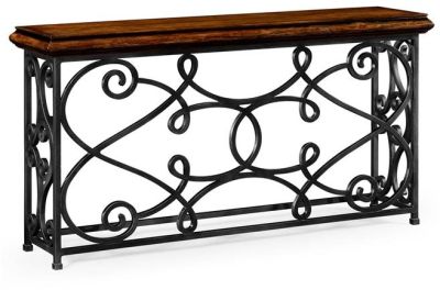 Console Table JONATHAN CHARLES ARTISAN Rectangular Planked Panel Scroll Rococo