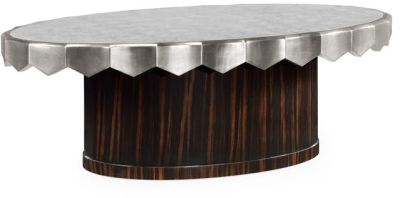 Cocktail Table JONATHAN CHARLES LUXE Oval Lightly Curved Moulding Eglomise