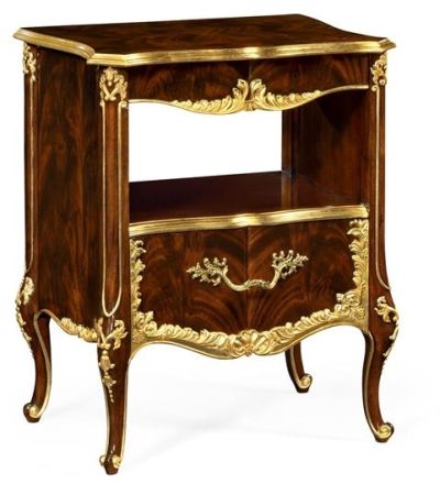 Nightstand JONATHAN CHARLES MONTE CARLO Gilt High-Lustre Antique Brown Mahogany