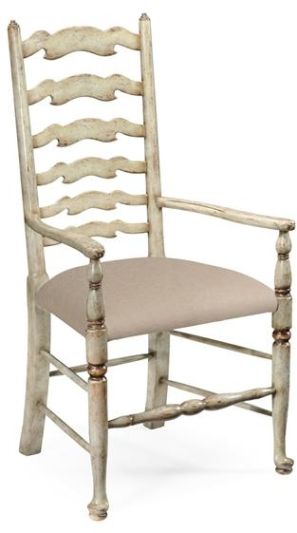 Dining Arm Chair JONATHAN CHARLES COUNTRY FARMHOUSE Pad Feet Ladder Back Shaped