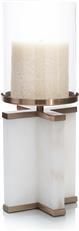 Candleholder Candlestick JOHN-RICHARD Cross Crossed Bronze Alabaster Glass