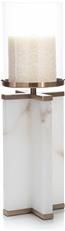 Candleholder Candlestick JOHN-RICHARD Cross Crossed Bronze Alabaster Glass