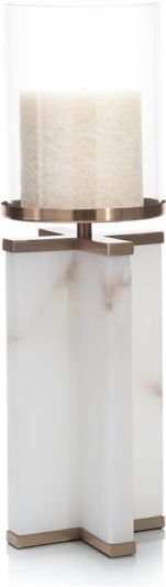 Candleholder Candlestick JOHN-RICHARD Cross Crossed Bronze Glass Shade