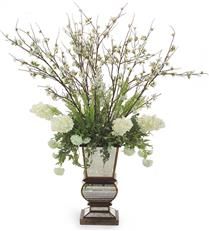 Planter Vase JOHN-RICHARD Fake Flowers Chestnut Forest Green Mirror